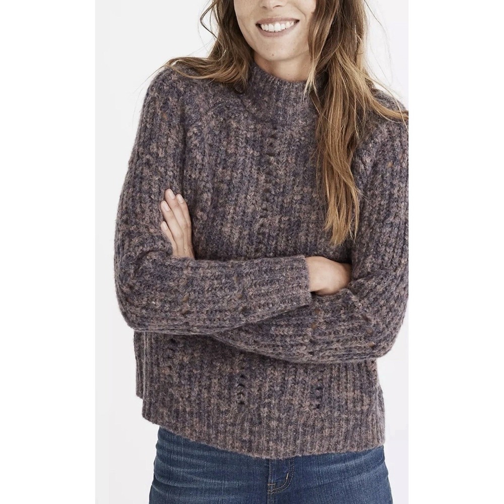 Madewell Pointelle Wool Blend Mockneck Pullover Sweater‎ Women's Size XXS